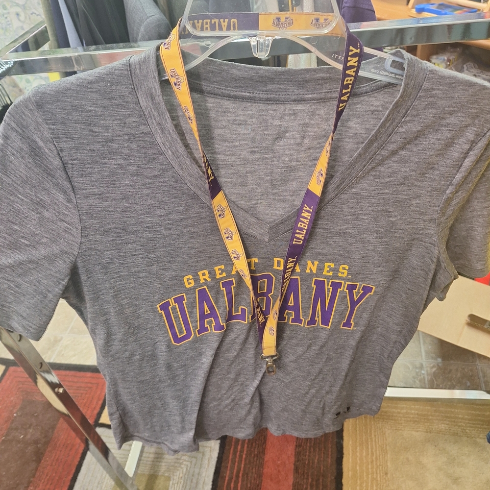 UAlbany Grey T-Shirt With Bonus Lanyard